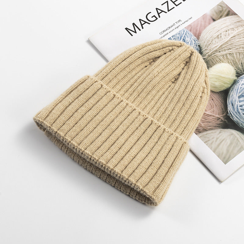 Autumn Winter Knitted Hat For Women'S Fashion Cotton Cashmere Warm Wool Hat Solid Color Ruffled Pullover Hat Doba